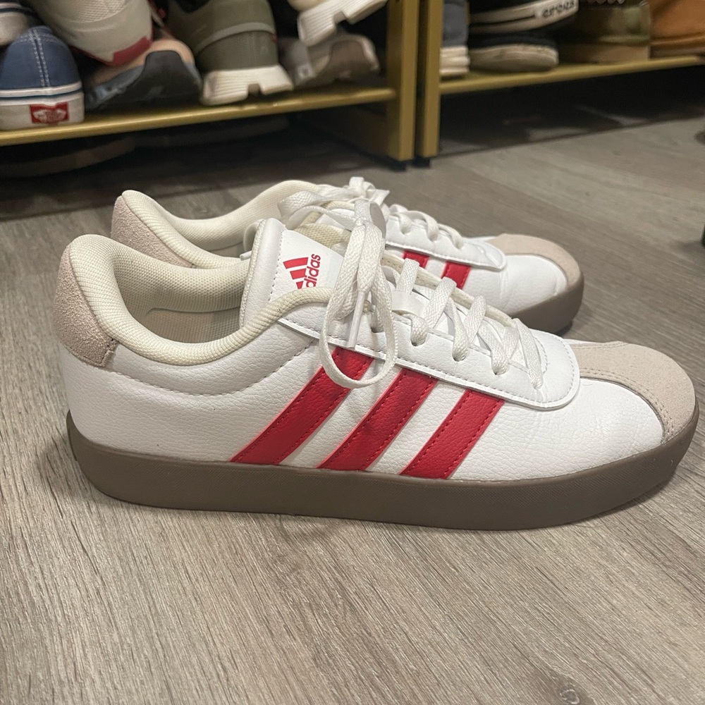 Adidas VL court White and Red Sneakers NEVER WOrn - Picture 2 of 5